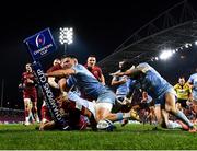 18 December 2021; Jack O’Donoghue of Munster goes over to score his side's first try during the Heineken Champions Cup Pool B match between Munster and Castres Olympique at Thomond Park in Limerick. Photo by David Fitzgerald/Sportsfile