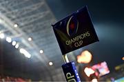 18 December 2021; A general view of Champions Cup branding on a corner flag before the Heineken Champions Cup Pool B match between Munster and Castres Olympique at Thomond Park in Limerick. Photo by Brendan Moran/Sportsfile