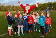 19 December 2021; Santa with participants during the Leinster Rugby Minis Christmas themed training session at St Marys RFC in Dublin. Photo by Seb Daly/Sportsfile