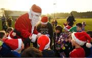 19 December 2021; Santa with participants during the Leinster Rugby Minis Christmas themed training session at St Marys RFC in Dublin. Photo by Seb Daly/Sportsfile