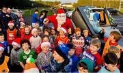 19 December 2021; Santa with participants during the Leinster Rugby Minis Christmas themed training session at St Marys RFC in Dublin. Photo by Seb Daly/Sportsfile