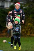 19 December 2021; A participant during the Leinster Rugby Minis Christmas themed training session at St Marys RFC in Dublin. Photo by Seb Daly/Sportsfile