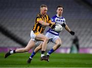 18 December 2021; Sean Keane Caroll of Shelmaliers in action against Paul McDermott of Naas during the AIB Leinster GAA Football Senior Club Championship Semi-Final match between Shelmaliers and Naas at Croke Park in Dublin. Photo by Ray McManus/Sportsfile