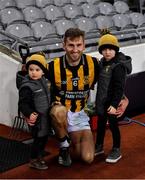 18 December 2021; Brian Malone of Shelmaliers with two year old Rian, left, and four year old Caolan after the AIB Leinster GAA Football Senior Club Championship Semi-Final match between Shelmaliers and Naas at Croke Park in Dublin. Photo by Ray McManus/Sportsfile