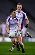 18 December 2021; Dara Mullin of Kilmacud Crokes, with support from team captain Shane Cunningham, during the AIB Leinster GAA Football Senior Club Championship Semi-Final match between Portarlington and Kilmacud Crokes at Croke Park in Dublin. Photo by Ray McManus/Sportsfile