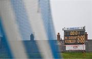 19 December 2021; A general view of the scoreboard before the AIB Ulster GAA Hurling Senior Club Championship Final match between Ballycran and Slaughtneil at Corrigan Park in Belfast. Photo by Ramsey Cardy/Sportsfile