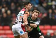 19 December 2021; Ben Youngs of Leicester Tigers is tackled by Kieran Marmion of Connacht during the Heineken Champions Cup Pool B match between Leicester Tigers and Connacht at Mattioli Woods Welford Road in Leicester, England. Photo by Harry Murphy/Sportsfile