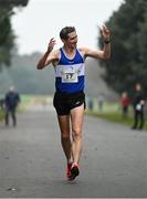 19 December 2021; Brendan Boyce of Finn Valley AC celebrates as he finishes second in the Senior Men’s 35k Walk at the Irish Life Health National 35km Race Walks Championship at Saint Anne's Park in Raheny, Dublin. Photo by Seb Daly/Sportsfile