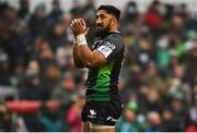 19 December 2021; Bundee Aki of Connacht during the Heineken Champions Cup Pool B match between Leicester Tigers and Connacht at Mattioli Woods Welford Road in Leicester, England. Photo by Harry Murphy/Sportsfile