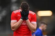19 December 2021; Darren O'Neill of Eire Óg Ennis reacts after being sent off by referee Brendan Griffin during the AIB Munster GAA Football Senior Club Football Championship Semi-Final match between St. Finbarr's and Éire Óg Ennis at Pairc Ui Rinn in Cork. Photo by Eóin Noonan/Sportsfile
