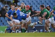 18 December 2021; Tommaso Scramoncin of Italy is tackled by James McNabney of Ireland during the U20's International match between Ireland and Italy at UCD Bowl in Dublin. Photo by Piaras Ó Mídheach/Sportsfile