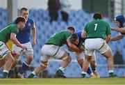 18 December 2021; Lapo Frangini of Italy is tackled by Conor Moloney of Ireland during the U20's International match between Ireland and Italy at UCD Bowl in Dublin. Photo by Piaras Ó Mídheach/Sportsfile