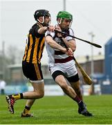 19 December 2021; Christopher McKaigue of Slaughtneil is tackled by Brett Nicholson of Ballycran during the AIB Ulster GAA Hurling Senior Club Championship Final match between Ballycran and Slaughtneil at Corrigan Park in Belfast. Photo by Ramsey Cardy/Sportsfile