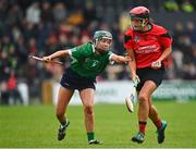 18 December 2021; Shelley Kehoe of Oulart the Ballagh in action against Tara Kenny of Sarsfields during the 2020 AIB All-Ireland Senior Club Camogie Championship Final match between Sarsfields and Oulart the Ballagh at UMPC Nowlan Park, Kilkenny. Photo by Eóin Noonan/Sportsfile