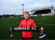 22 December 2021; Greg Sloggett poses for a portrait after he signed a new contract for Dundalk FC at Oriel Park in Dundalk, Louth. Photo by David Fitzgerald/Sportsfile