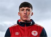 22 December 2021; Joe Redmond poses for a portrait during a St Patrick's Athletic media event at Richmond Park in Dublin. Photo by Piaras Ó Mídheach/Sportsfile