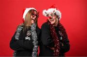 23 December 2021; Emily Whelan, left, and Jessica Ziu during a Christmas Republic of Ireland Women photoshoot at Castleknock Hotel in Dublin. Photo by Stephen McCarthy/Sportsfile