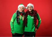 23 December 2021; Denise O'Sullivan, left, and Niamh Fahey during a Christmas Republic of Ireland Women photoshoot at Castleknock Hotel in Dublin. Photo by Stephen McCarthy/Sportsfile