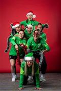 23 December 2021; Katie McCabe, Niamh Farrelly, Diane Caldwell, Ruesha Littlejohn, Lucy Quinn, Louise Quinn and Denise O'Sullivan during a Christmas Republic of Ireland Women photoshoot at Castleknock Hotel in Dublin. Photo by Stephen McCarthy/Sportsfile