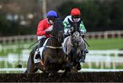 26 December 2021; Ferny Hollow, with Paul Townend up, jump the first on their way to winning The Racing Post Novice Steeplechase from second place Riviere D'etel, with Jack Kennedy up, on day one of the Leopardstown Christmas Festival at Leopardstown Racecourse in Dublin. Photo by Matt Browne/Sportsfile