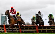 27 December 2021; Mighty Potter, left, with Jack Kennedy up, jumps the last on their way to winning the Paddy Power Future Champions Novice Hurdle on day two of the Leopardstown Christmas Festival at Leopardstown Racecourse in Dublin. Photo by Eóin Noonan/Sportsfile