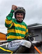 27 December 2021; Sean Flanagan celebrates after winning the Paddy Power Steeplechase on School Boy Hours on day two of the Leopardstown Christmas Festival at Leopardstown Racecourse in Dublin. Photo by Eóin Noonan/Sportsfile