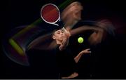 28 December 2021; (EDITORS NOTE: Image created using the multiple exposure function in camera) Adrian Lynch during his Boys U16 Singles Round of 32 match against Aaron Breen during the Shared Access National Indoor Tennis Championships 2022 at David Lloyd Riverview in Dublin. Photo by Ramsey Cardy/Sportsfile