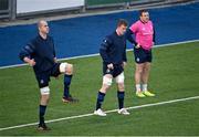 28 December 2021; Players from left, Devin Toner, Dan Leavy, and Seán Cronin during Leinster rugby squad training at Energia Park in Dublin. Photo by Piaras Ó Mídheach/Sportsfile