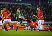 1 January 2022; Kieran Marmion of Connacht is tackled by Jean Kleyn of Munster during the United Rugby Championship match between Connacht and Munster at The Sportsground in Galway. Photo by Brendan Moran/Sportsfile