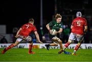 1 January 2022; Cian Prendergast of Connacht in action against Alex Kendellen, left, and Fineen Wycherley of Munster during the United Rugby Championship match between Connacht and Munster at The Sportsground in Galway. Photo by Eóin Noonan/Sportsfile
