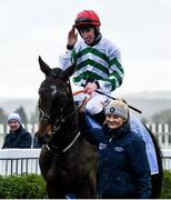 2 January 2022; Jockey Jack Kennedy celebrates on Ginto after winning the Lawlor's Of Naas Novice Hurdle at Naas Racecourse in Kildare. Photo by Harry Murphy/Sportsfile