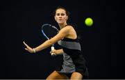 3 January 2022; Rachel Deegan during her Girls U16 Singles Final match against Isabel India Singh during the Shared Access National Indoor Tennis Championships 2022 at David Lloyd Riverview in Dublin. Photo by Sam Barnes/Sportsfile