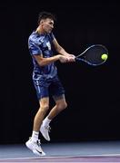 3 January 2022; Thomas Brennan during the Senior Mens Singles Final match against Ammar Elamin during the Shared Access National Indoor Tennis Championships 2022 at David Lloyd Riverview in Dublin. Photo by Sam Barnes/Sportsfile