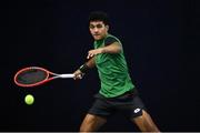 3 January 2022; Ammar Elamin during the Senior Mens Singles Final match against Thomas Brennan during the Shared Access National Indoor Tennis Championships 2022 at David Lloyd Riverview in Dublin. Photo by Sam Barnes/Sportsfile