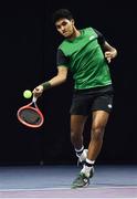 3 January 2022; Ammar Elamin during the Senior Mens Singles Final match against Thomas Brennan during the Shared Access National Indoor Tennis Championships 2022 at David Lloyd Riverview in Dublin. Photo by Sam Barnes/Sportsfile