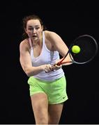 3 January 2022; Aisling O'Connor during the Senior Womens Singles Final match against Kate Gardiner during the Shared Access National Indoor Tennis Championships 2022 at David Lloyd Riverview in Dublin. Photo by Sam Barnes/Sportsfile