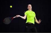 3 January 2022; Kate Gardiner during the Senior Womens Singles Final match against Aisling O'Connor during the Shared Access National Indoor Tennis Championships 2022 at David Lloyd Riverview in Dublin. Photo by Sam Barnes/Sportsfile