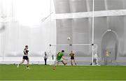 3 January 2022; James Rooney of Leitrim kicks a point during the Connacht FBD League Preliminary Round match between Leitrim and Sligo at the NUI Galway Connacht GAA Air Dome in Bekan, Mayo. Photo by Ramsey Cardy/Sportsfile