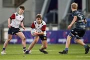 4 January 2022; Jack Hanlon of Midlands in action against Ethan Fennell of Metro during the Bank of Ireland Leinster Rugby Shane Horgan Cup Round 4 match between Metro and Midlands at Energia Park in Dublin. Photo by Piaras Ó Mídheach/Sportsfile