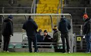 5 January 2022; Kerry manager Jack O'Connor is interviewed by Timmy Moynihan of Radio Kerry as print journalists wait their turn after the McGrath Cup Group B match between Kerry and Limerick at Austin Stack Park in Tralee, Kerry. Photo by Brendan Moran/Sportsfile