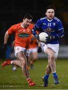 6 January 2022; Thomas Galligan of Cavan in action against Aidan Forker of Armagh during the Dr McKenna Cup Round 1 match between Cavan and Armagh at Kingspan Breffni in Cavan. Photo by David Fitzgerald/Sportsfile