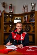 7 January 2022; St Patrick's Athletic new signing Eoin Doyle is unveiled at Richmond Park in Dublin. Photo by Seb Daly/Sportsfile