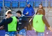 7 January 2022; Leinster head coach Leo Cullen and Ulster performace analyst Niall Malone look on before a development match between Leinster A and Ireland U20 at Energia Park in Dublin. Photo by Harry Murphy/Sportsfile