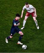 28 November 2021; Alfie Lewis of St Patrick's Athletic and Ross Tierney of Bohemians during the Extra.ie FAI Cup Final match between Bohemians and St Patrick's Athletic at Aviva Stadium in Dublin. Photo by Ben McShane/Sportsfile
