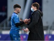 7 January 2022; Chris Cosgrave of Leinster and Charlie Tector of Ireland shake hands after a development match between Leinster A and Ireland U20 at Energia Park in Dublin. Photo by Harry Murphy/Sportsfile