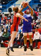 7 January 2022; Carrie Shepard of The Address UCC Glanmire attempts a shot despite the efforts of Edel Thornton of Singleton Supervalu Brunell during the InsureMyHouse.ie Paudie O’Connor Cup semi-final match between The Address UCC Glanmire and Singleton's SuperValu Brunell at Neptune Stadium in Cork. Photo by Sam Barnes/Sportsfile