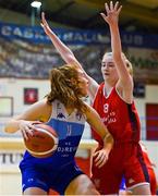 7 January 2022; Claire Melia of The Address UCC Glanmire in action against Lauryn Homan of Singleton Supervalu Brunell during the InsureMyHouse.ie Paudie O’Connor Cup semi-final match between The Address UCC Glanmire and Singleton's SuperValu Brunell at Neptune Stadium in Cork. Photo by Sam Barnes/Sportsfile