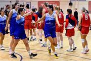 7 January 2022; Mia Furlong, right, and Aine McKenna of The Address UCC Glanmire celebrate after their side's victory in the InsureMyHouse.ie Paudie O’Connor Cup semi-final match between The Address UCC Glanmire and Singleton's SuperValu Brunell at Neptune Stadium in Cork. Photo by Sam Barnes/Sportsfile