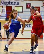 7 January 2022; Claire Melia of The Address UCC Glanmire in action against Shannon Ryan of Singleton Supervalu Brunell during the InsureMyHouse.ie Paudie O’Connor Cup semi-final match between The Address UCC Glanmire and Singleton's SuperValu Brunell at Neptune Stadium in Cork. Photo by Sam Barnes/Sportsfile