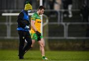 7 January 2022; Eoghan Ban Gallagher of Donegal leaves the pitch with an injury during the Dr McKenna Cup Round 1 match between Donegal and Down at Pairc MacCumhaill in Ballybofey, Donegal. Photo by Ramsey Cardy/Sportsfile